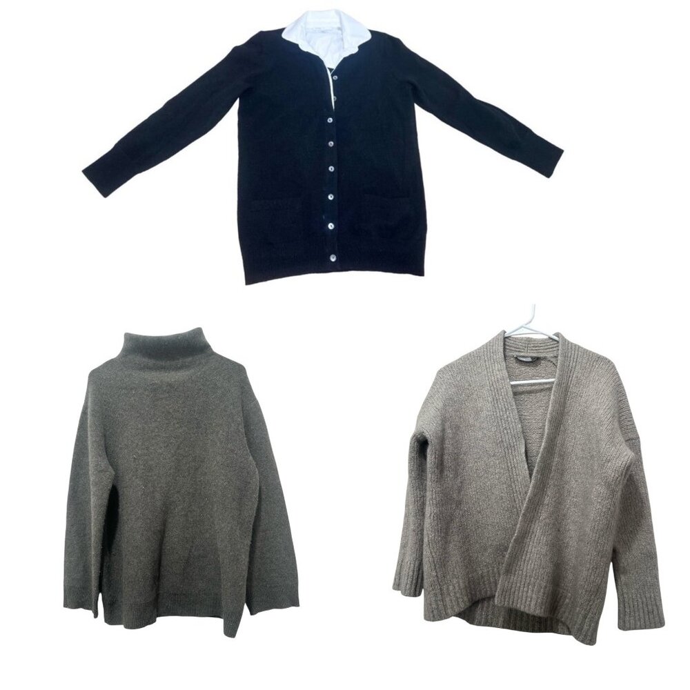 Vince 100% Cashmere Sweater Set Of 3 Womens Small Office Minimalist Quiet Luxury